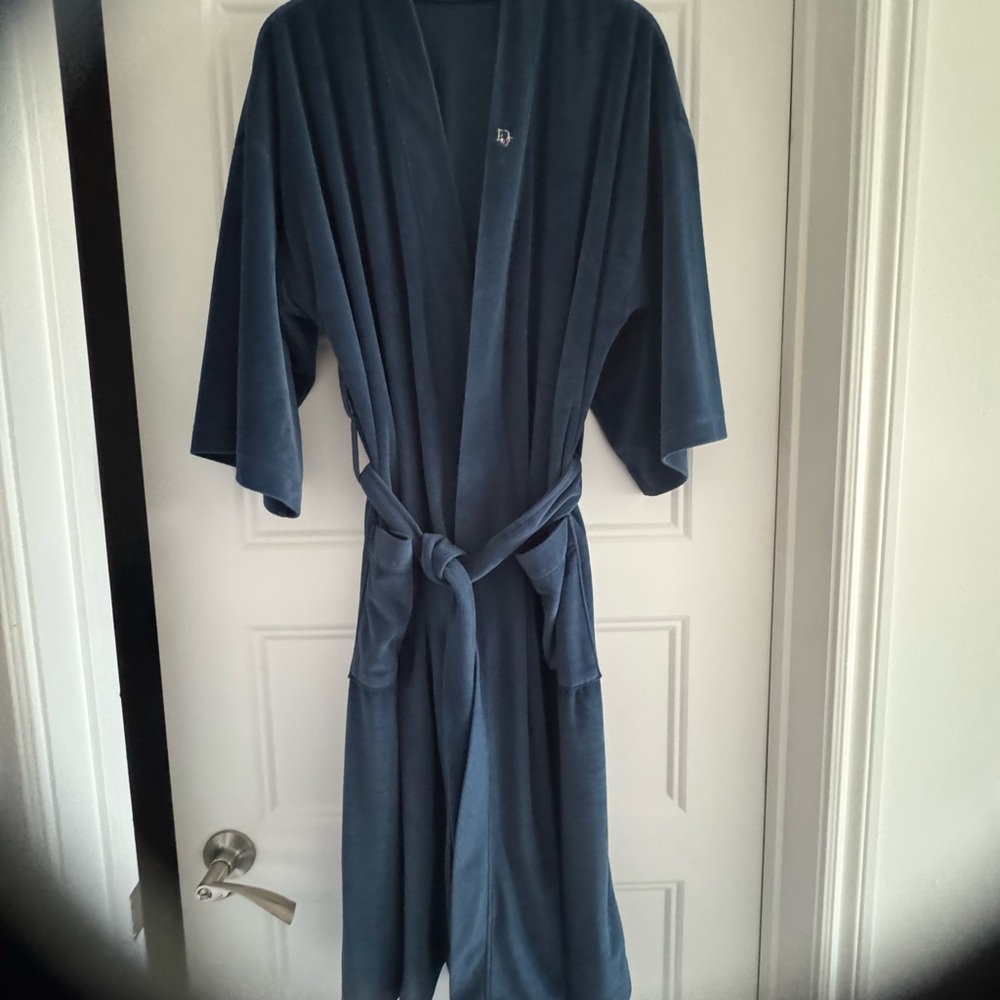 Dior Navy Robe dressing gowm with Elegant Belt